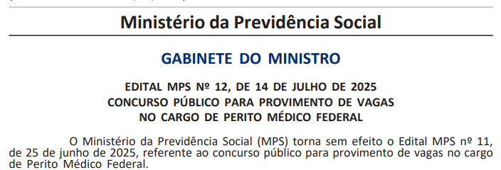 Concurso INSS Perito: Aprovados terão novo prazo para escolha da lotação! 1 nova publicação sobre o concurso INSS Perito