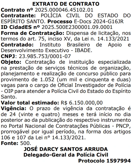 Concurso PC ES: Ibade é a banca para 1.052 vagas! 1 concurso pc es banca ibade