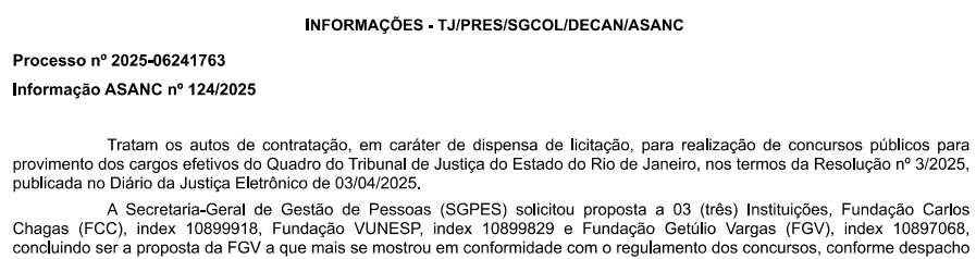 Concurso TJ RJ: FGV apresenta a melhor proposta e pode ser a banca! 1 resolução que define a FGV como a mais adequada ao concurso TJ RJ