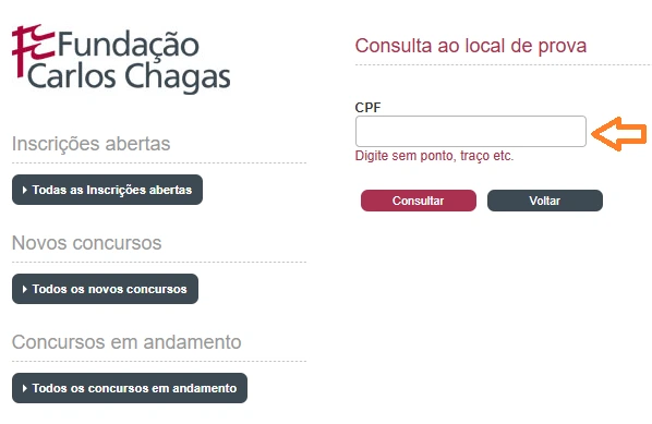 Concurso MP PI: Confira os locais de prova! 1 Página de consulta ao local de prova do concurso MP PI