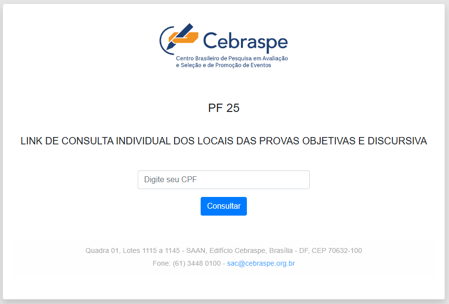 Concurso PF Policial: Locais de prova são divulgados! Confira! 1 Portal de consulta ao local de prova do concurso PF Policial