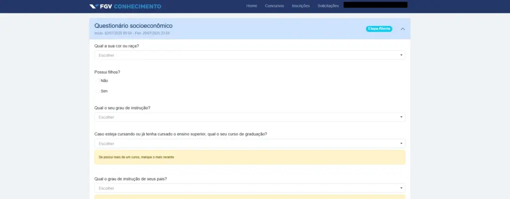 CNU 2025: Guia completo para fazer a inscrição! 5 Quinta etapa de inscrição no CNU 2025
