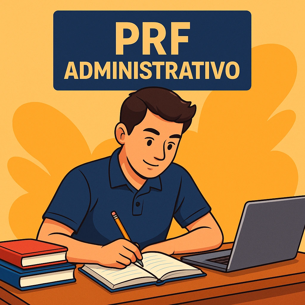 Candidato se preparando para a prova do concurso PRF Administrativo/ imagem gerada por IA