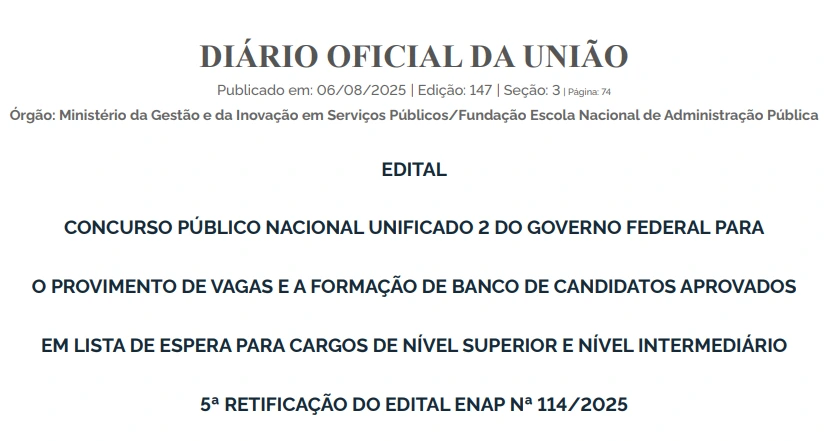 CNU 2025: Conteúdo das provas foi alterado! Confira as mudanças! 1 Nova retificação do CNU 2025