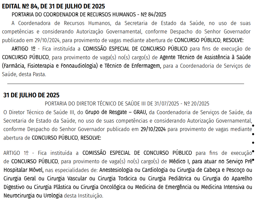 Comissão organizadora do concurso SES SP!