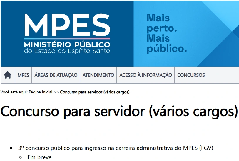 página do concurso MP ES