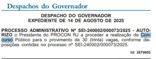 Concurso Procon RJ foi autorizado!