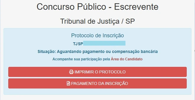 Concurso TJ SP Escrevente Inscrição: Guia completo! 5 Protocolo de inscrição do concurso tj sp