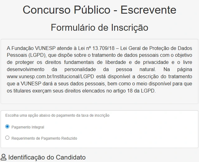 Concurso TJ SP Escrevente Inscrição: Guia completo! 3 formulário de inscrição do concurso tj sp