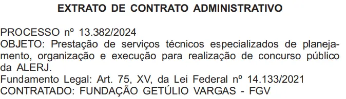Concurso Alerj: FGV contratada! 109 vagas! 1 Banca organizadora do concurso Alerj!