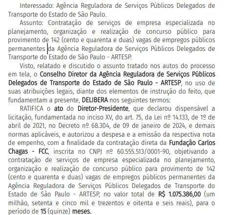 Concurso Artesp 2025: Banca contratada! 142 vagas! 1 Banca organizadora do concurso Artesp foi definida!