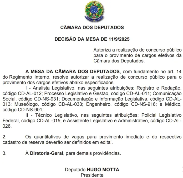 Concurso Câmara dos Deputados foi autorizado!
