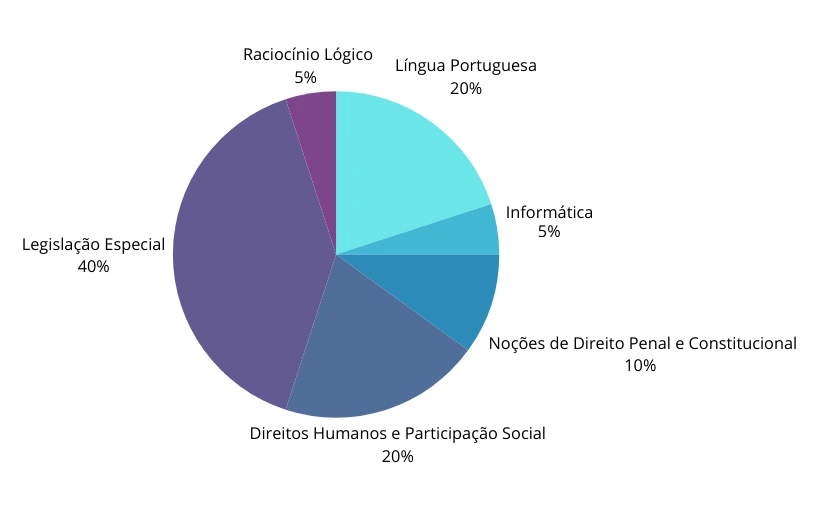 Tabela de disciplinas do concurso Polícia Penal MG
