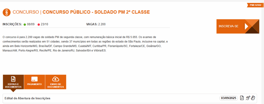 Passo a passo para fazer a inscrição no concurso PM SP! 1 Passo 1 para fazer inscrição concurso PM SP.