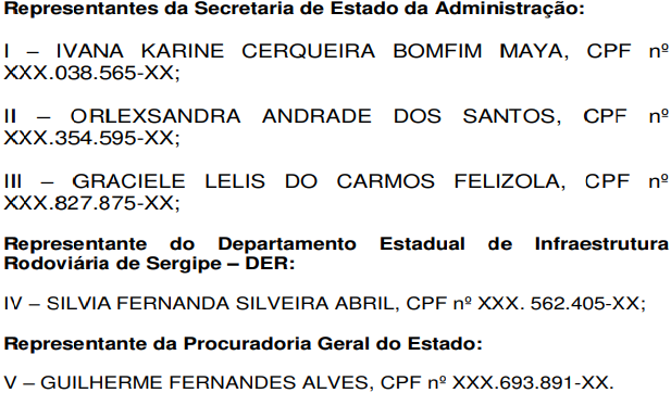Concurso DER SE: Primeiro edital tem comissão oficializada! 1 Concurso Der SE Comissão