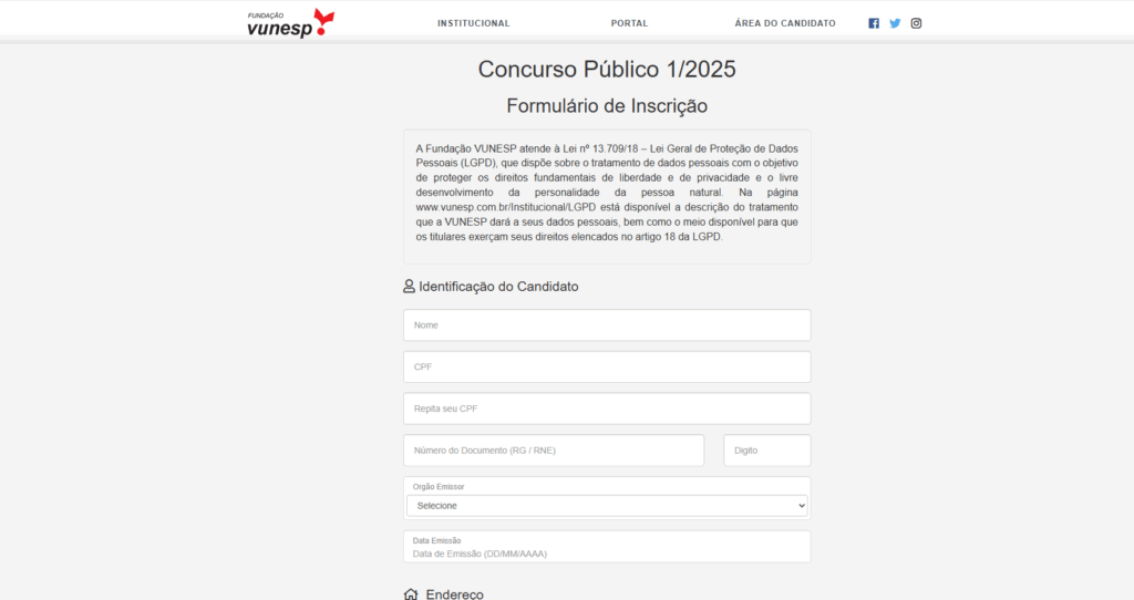 Passo 3 para fazer a inscrição concurso Arsesp.