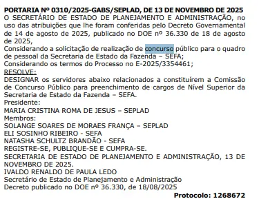 Concurso Sefa PA: Banca contratada para 286 vagas! Edital iminente! 2 Comissão organizadora do concurso Sefa PA!