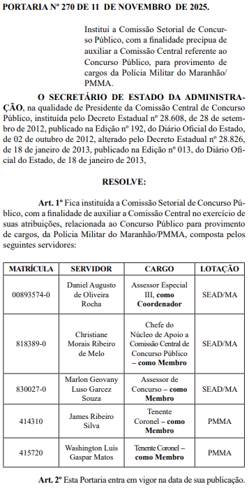 Concurso PM MA: Comissão formada! 1.200 vagas! 1 comissão organizadora do concurso pm ma foi formada