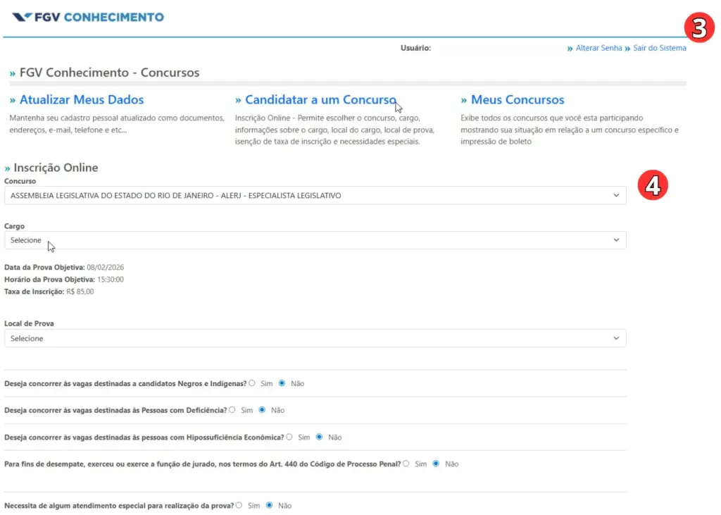Concurso Alerj Inscrição