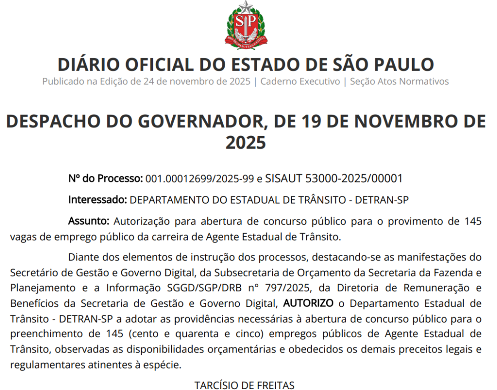 Concurso Detran SP Autorizado
