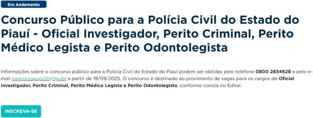 Concurso PC PI Inscrição