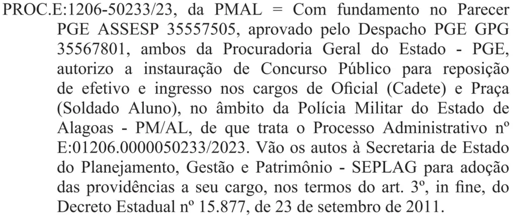 Concurso PM AL: Edital autorizado! 1.060 vagas para Oficial e Praça! 1 Concurso PM AL Autorização