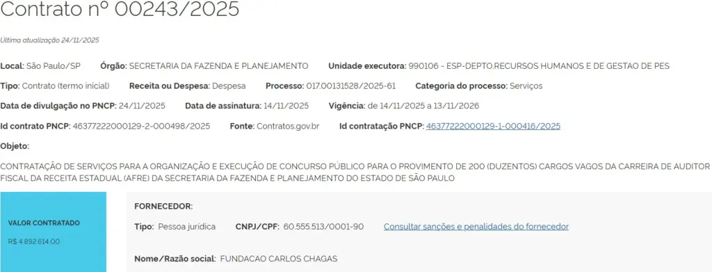 Concurso Sefaz SP tem banca contratada para 200 vagas! 1 Concurso Sefaz SP Contrato Com A Banca