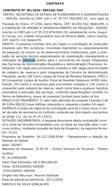 Concurso Sefa PA: Banca contratada para 286 vagas! Edital iminente! 1 Banca organizadora do concurso Sefa PA foi contratada!