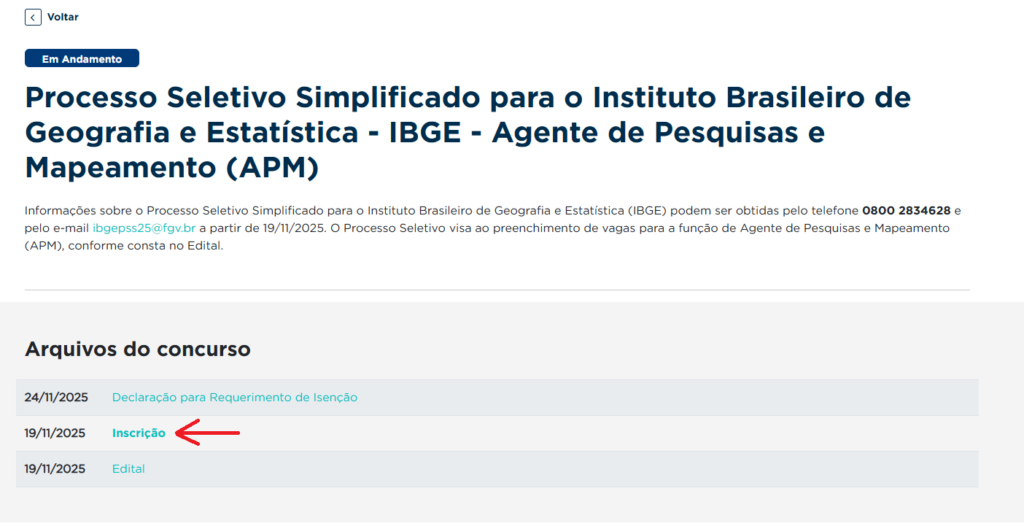 passo 2 para fazer a inscrição no concurso ibge 