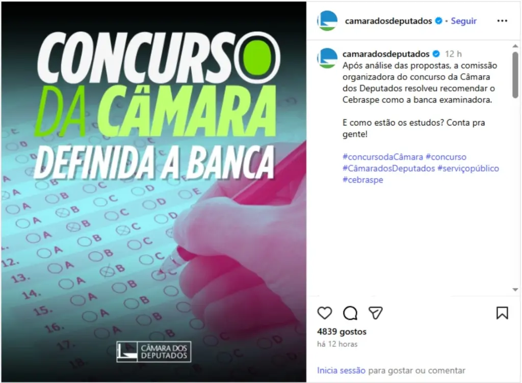 Concurso Câmara dos Deputados Banca