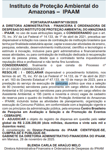 Banca organizadora do concurs IPAAM AM!