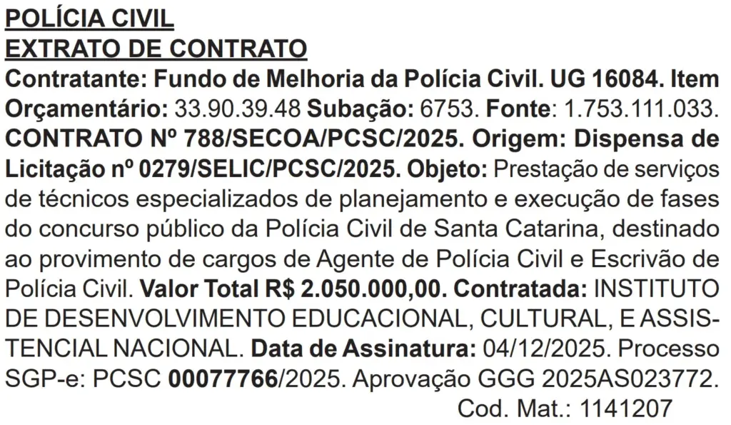 Concurso PC SC Banca