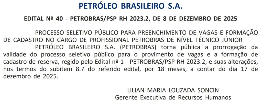 Concurso Petrobras: Validade prorrogada! Novas vagas em breve! 1 Concurso Petrobras Prorrogado