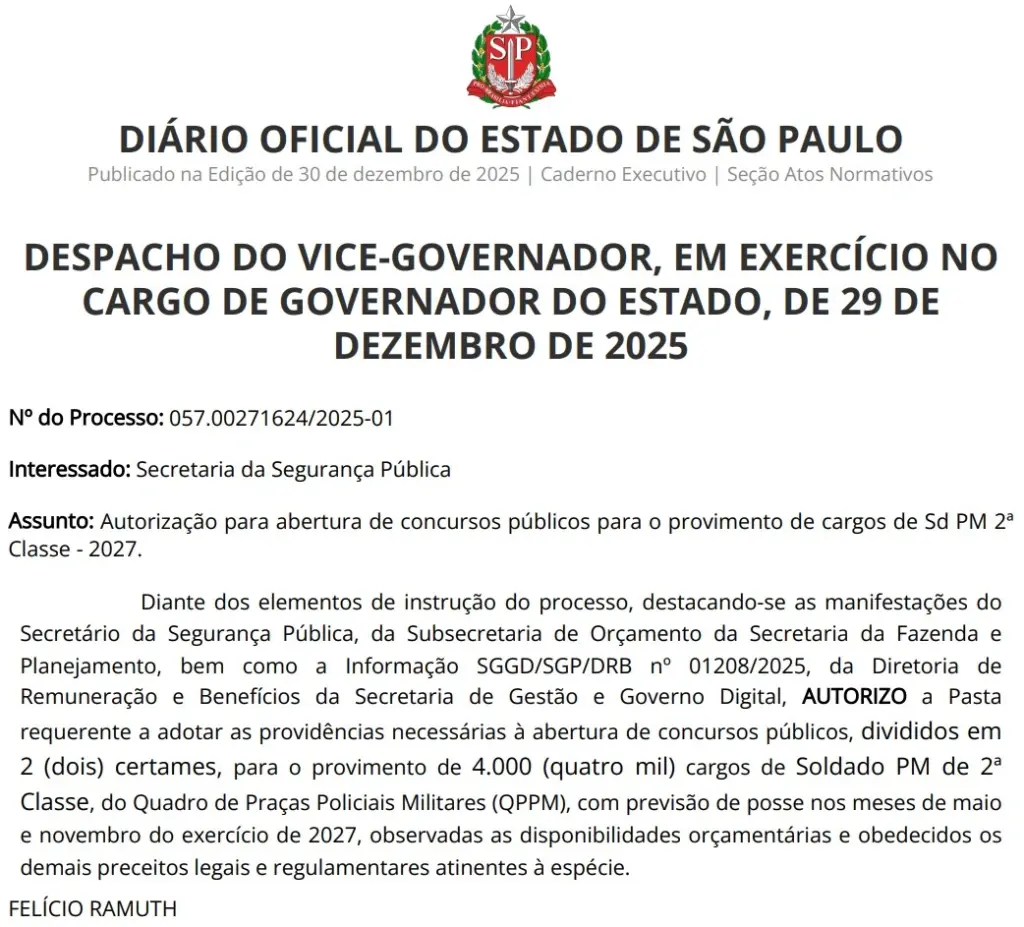 novo concurso pm sp autorizado