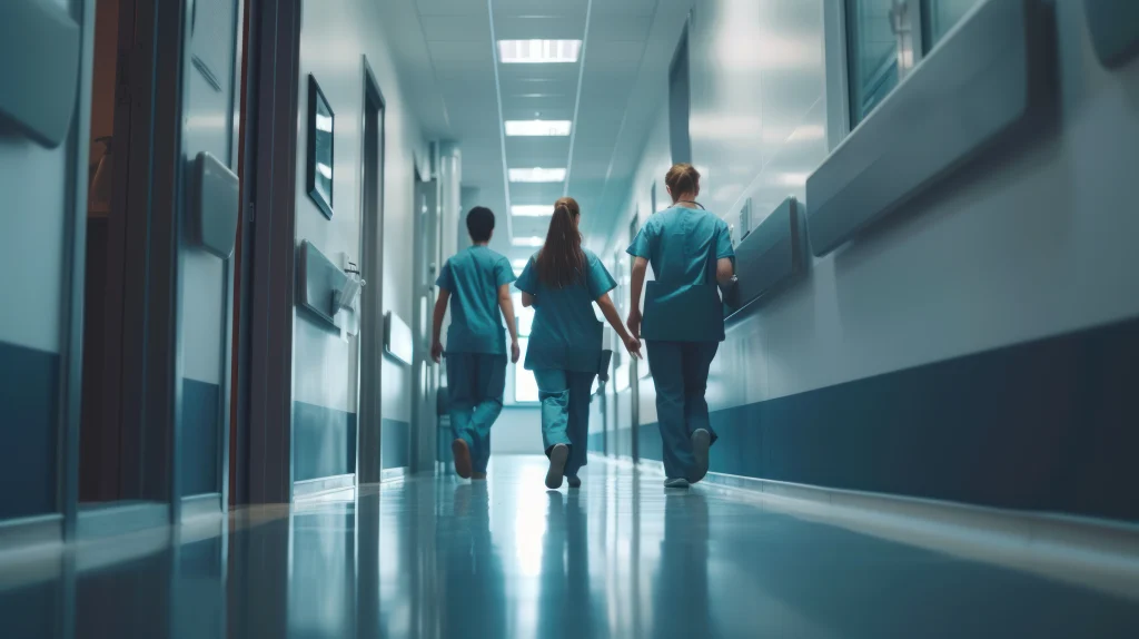 Concurso Sesa AP: Edital publicado! 4.210 vagas para diversos cargos! 6 grupo de médicos caminhando pelo corredor do hospital representando concurso sesa ap