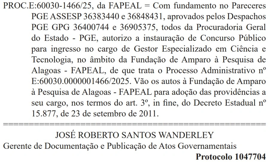 autorização concurso fapeal