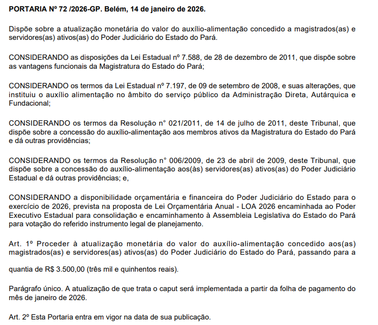 auxílio alimentação do concurso tj pa