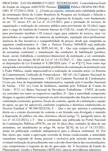 banca organizadora do concurso cge al