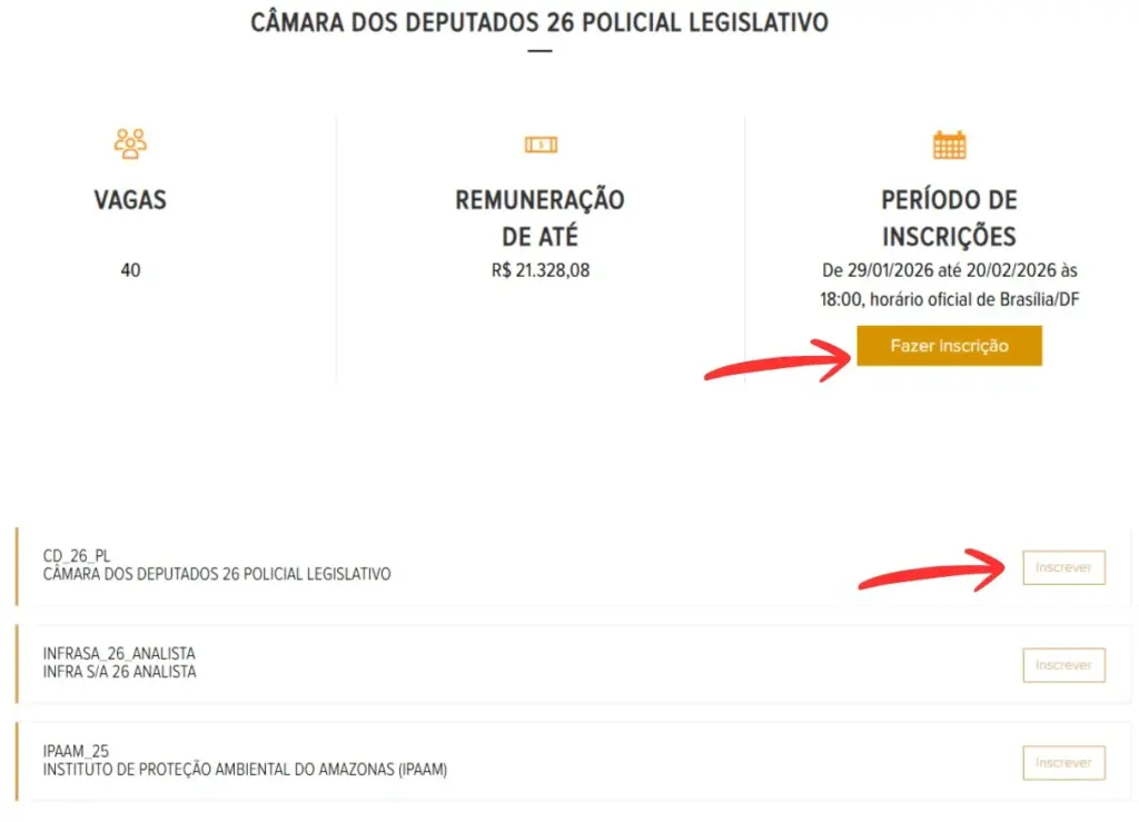 Como fazer a inscrição no concurso Câmara dos Deputados para Policial? 1 concurso câmara dos deputados inscrição