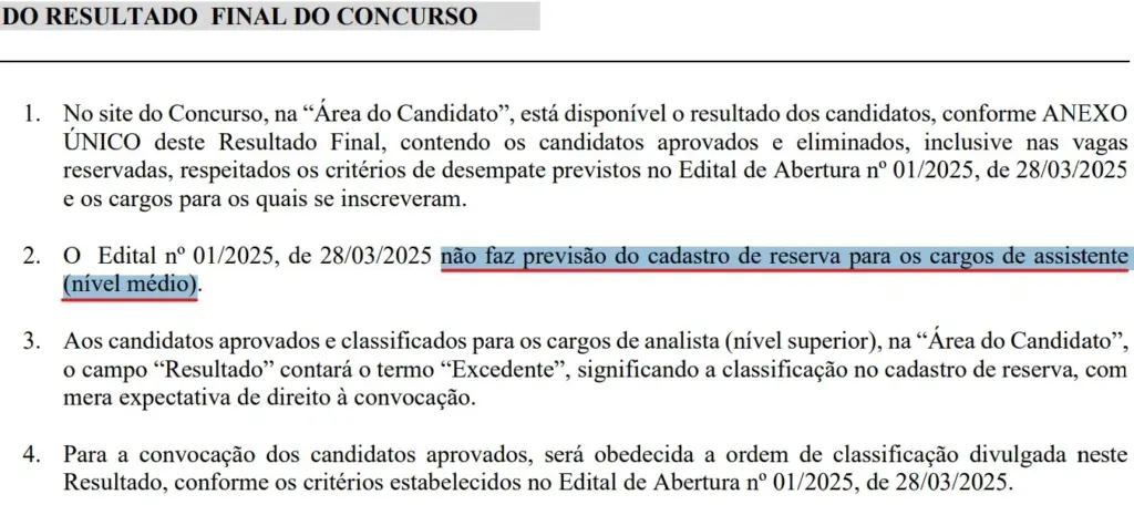Concurso Conab Exclusão CR
