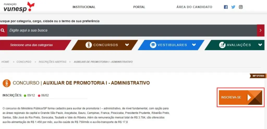 concurso mp sp nível fundamental inscrição