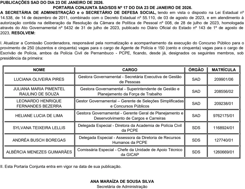 Concurso PC PE: Comissão formada! Edital em 2026! 1 concurso pc pe comissão