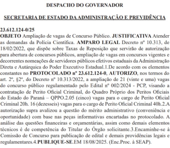Concurso Polícia Científica PR: Válido até 2027! 1 concurso polícia científica pr ampliação