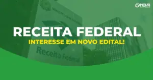 Imagem em tons de verde, branco e amarelo destacam possibilidade de edital para concurso Receita Federal.