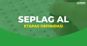 Imagem em tons de verde, branco e amarelo anunciam novidades sobre Concurso Seplag Al