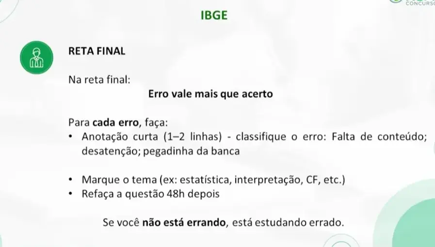 Concurso IBGE 2026: Como estudar por questões? 1 Imagem destaca método de estudo por questões na reta final do concurso.