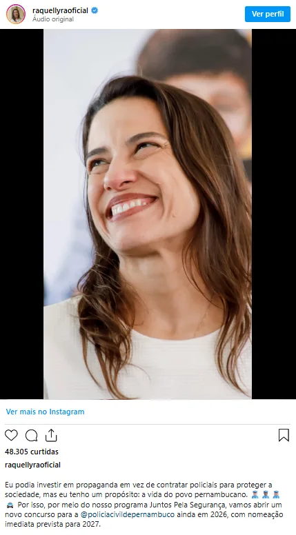 Concurso PC PE: governadora reforça publicação do edital em 2026! 1 Governadora Raquel Lyra se pronuncia sobre concurso PC PE.