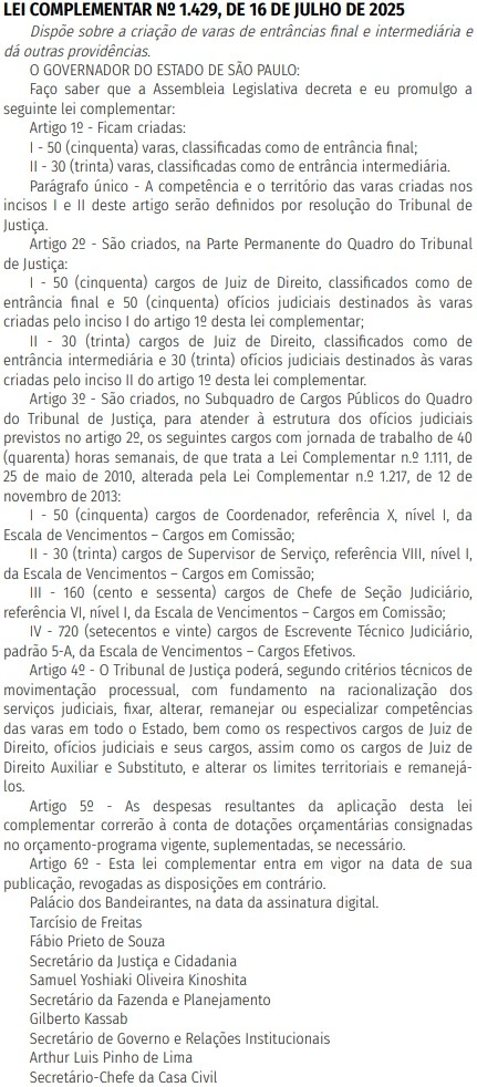 Concurso TJ SP Escrevente - Lei Complementar N° 1.429