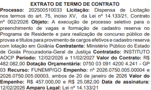 concurso mp go 2026 banca contratada