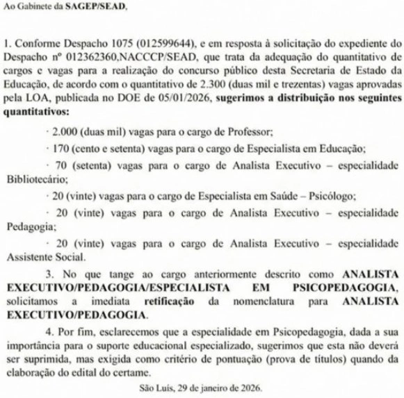 Concurso Seduc MA terá 2.300 vagas! Veja a distribuição por cargos! 1 concurso seduc ma distribuição das vagas